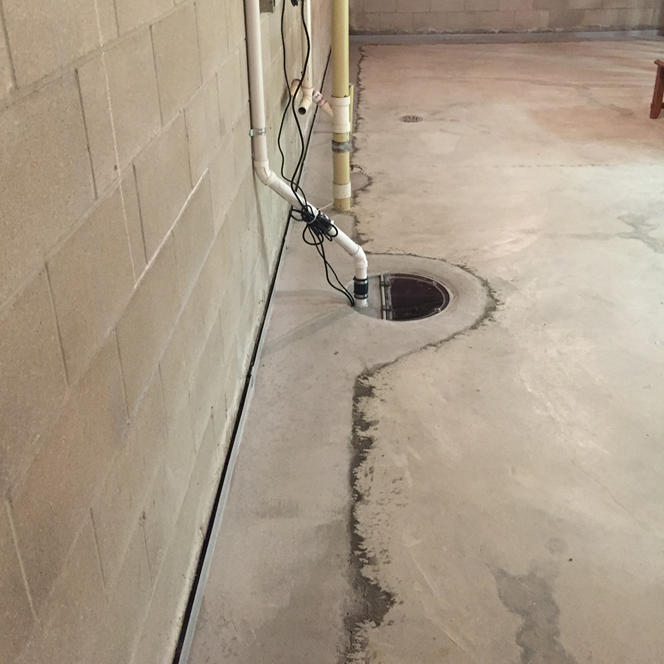 interior french drain for wet basement issues